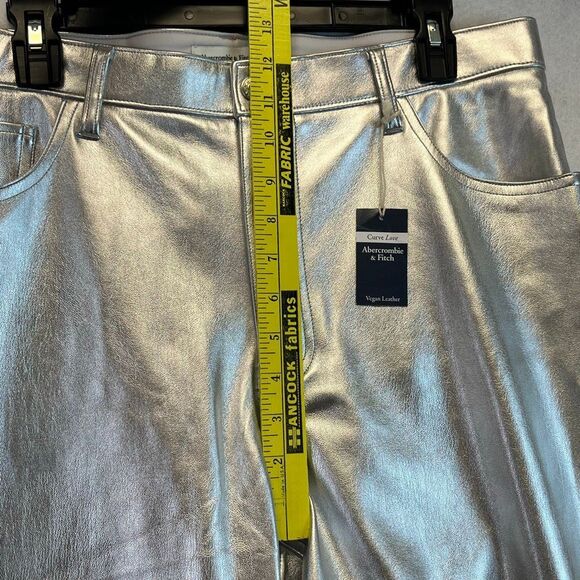 NWT ABERCROMBIE & FITCH Womens 90s Relaxed High Rise Straight Pants 32/14 Silver - Picture 10 of 16